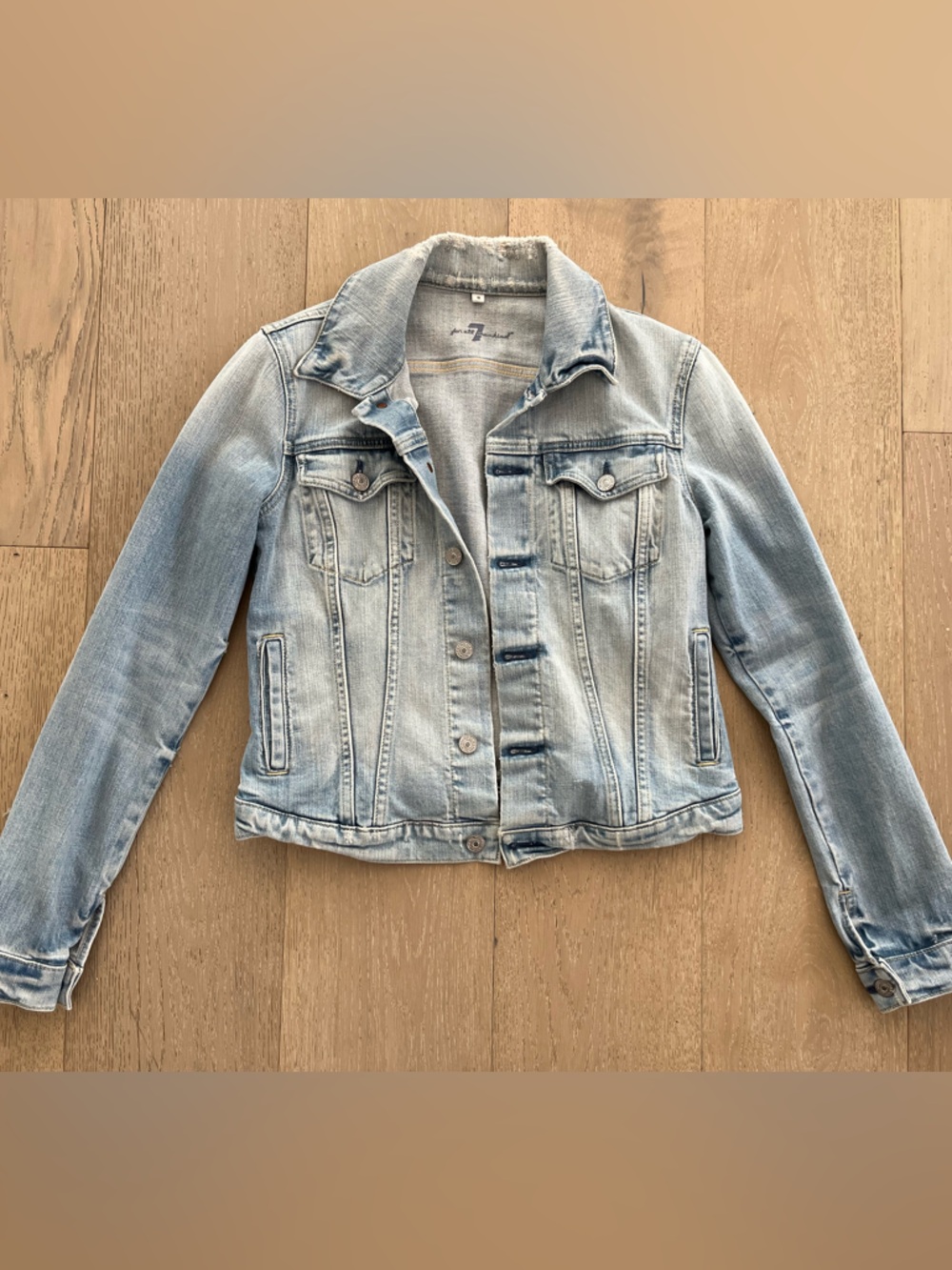 7 for All Mankind Faded Blue Denim Jacket sz S